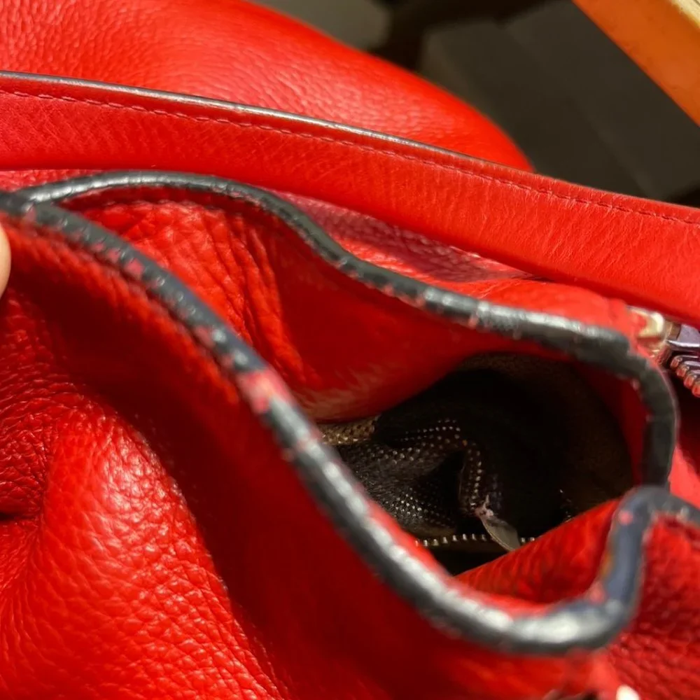 authentic BURBERRY Red Leather Crossbody Bag - Picture 9 of 11